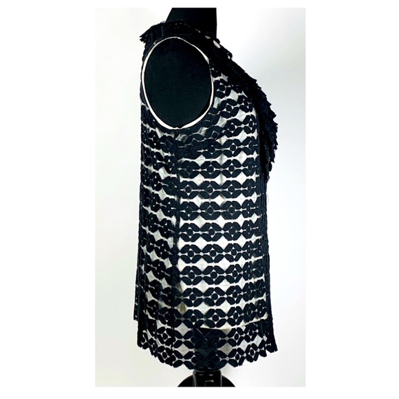 Sleeveless Black Crochet Knit Overlay Ruffle Detail Dress by Adiva - Picture 2 of 14